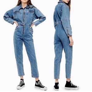 Topshop Zip-Up Denim Jumpsuit 8